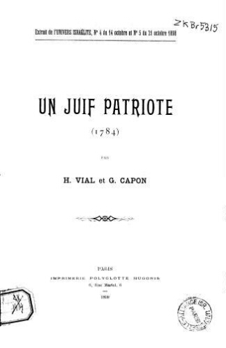 Un Juif patriote [ : Cerf Worms], 1784, par H. Vial et G. Capon